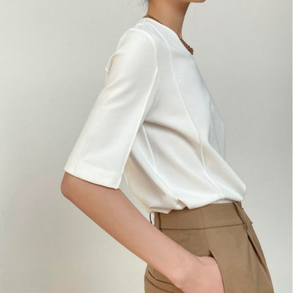 Charlie – T-shirt col rond manches courtes uni