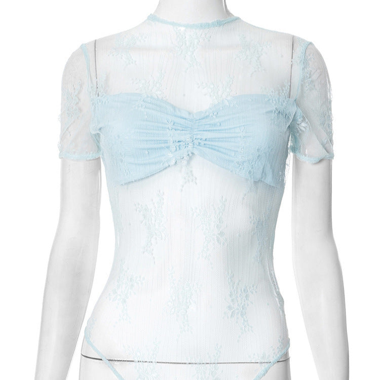 Deborah – Combinaison en Dentelle Transparente Plissée