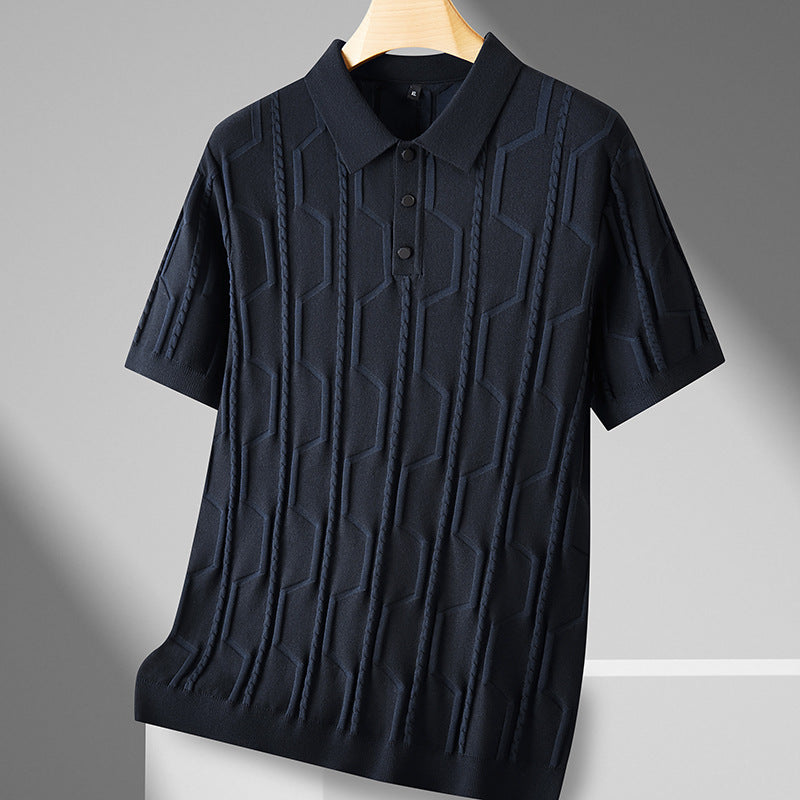 Fred – Pull à Manches Courtes Jacquard Grande Taille