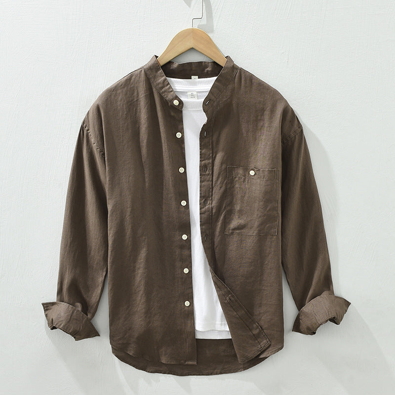 Glen – Chemise à Col Haut en Lin