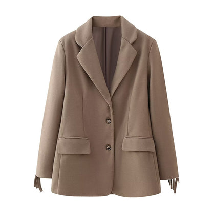 Hannah – Veste en Laine à Franges d'Automne