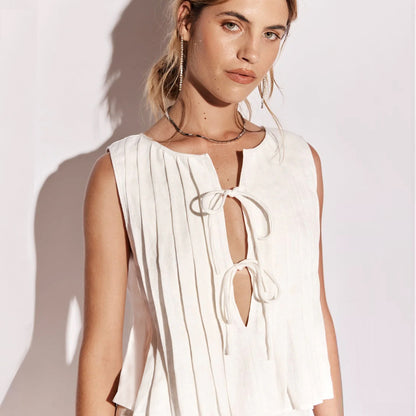 Louise – Chemise Femme en Coton et Lin avec Lacets