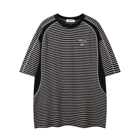 Alex – T-shirt Rayé Simple et Ample à Manches Courtes