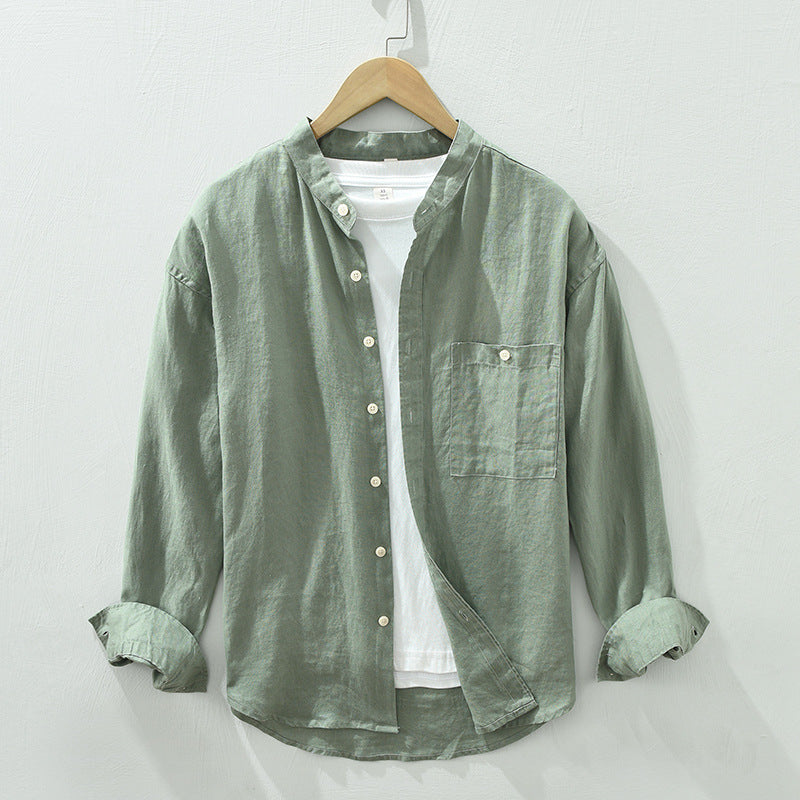 Glen – Chemise à Col Haut en Lin