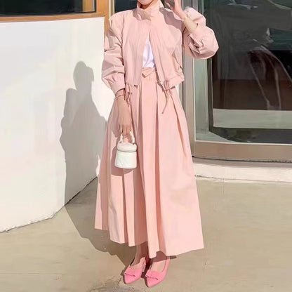 Michelle – Ensemble Manteau Court et Jupe en Couleur Unie