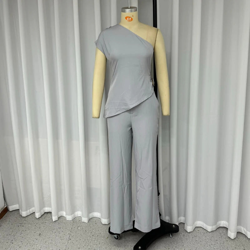 Susan – Ensemble Deux Pièces à Col Diagonal Sans Manches