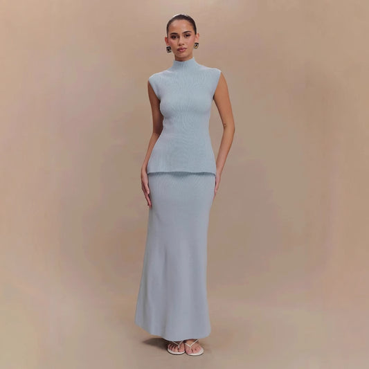 Claire – Ensemble Décontracté Jupe à Taille Haute en Tricot