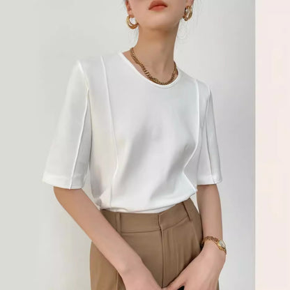Charlie – T-shirt col rond manches courtes uni