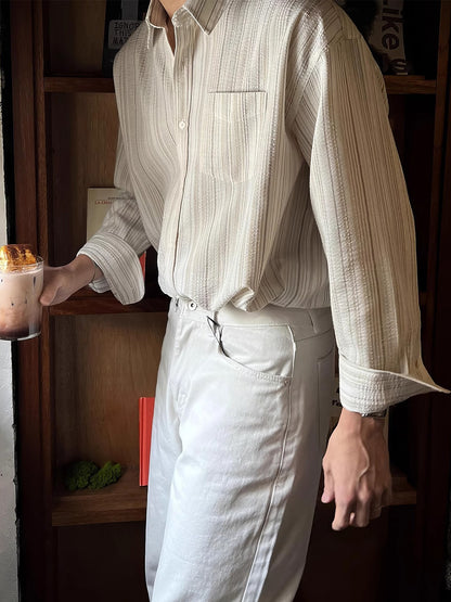 Gabriel – Chemise à Texture Automne Précoce à Rayures