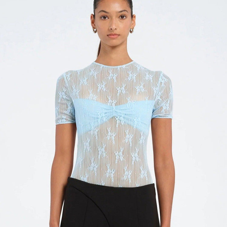 Deborah – Combinaison en Dentelle Transparente Plissée