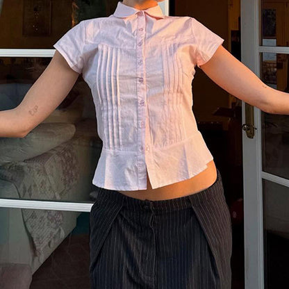 Megan – Blouse À Fente Plissée Pour Femme