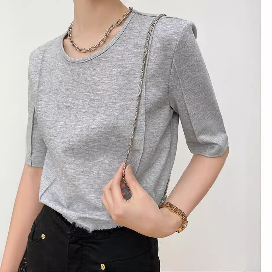 Charlie – T-shirt col rond manches courtes uni