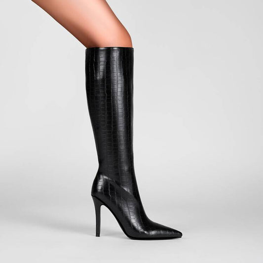 Barbara – Bottes à talons aiguilles à bout pointu et fermeture éclair