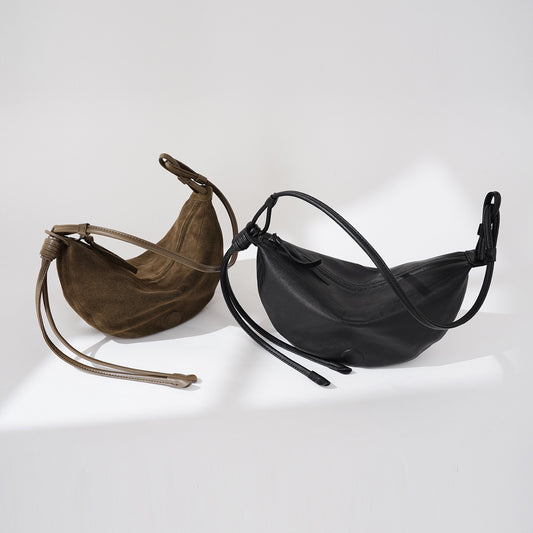 Natalie – Sac Messager Épaule Rétro en Cuir Végan Demi-Lune