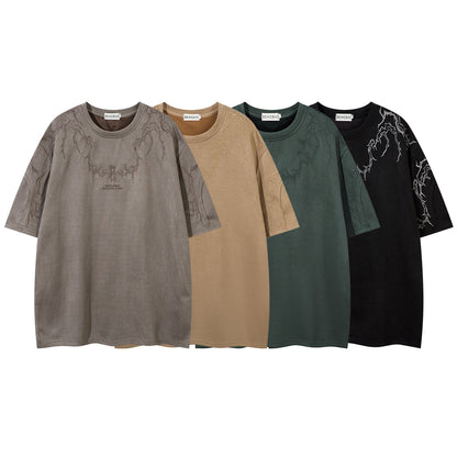 Charles – T-shirt en Daim Vegan avec Broderie Épine