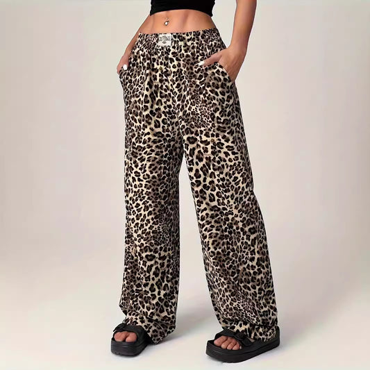 Emily – Pantalon Large Imprimé Léopard