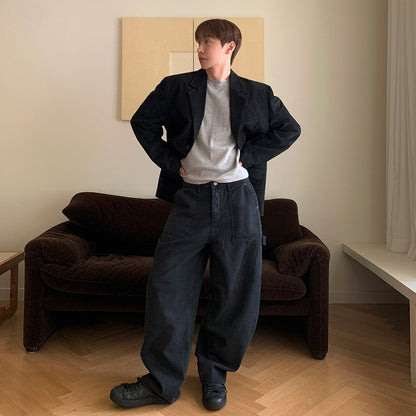 Garry – Veste décontractée à simple boutonnage marron rétro pour homme
