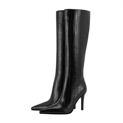 Barbara – Bottes à talons aiguilles à bout pointu et fermeture éclair