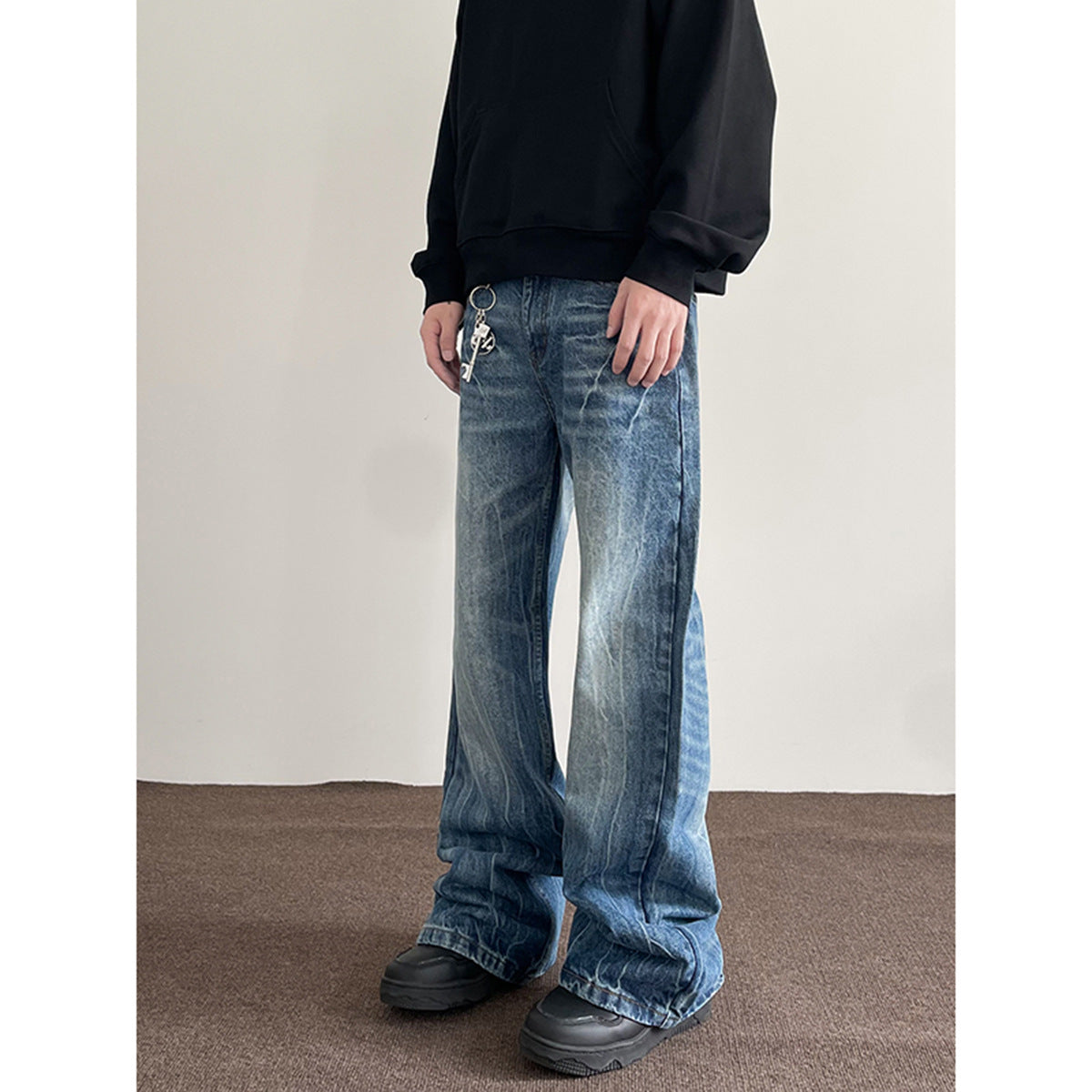 Jake – Jeans Droits Bleus Éclair Rétro Américain