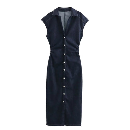 Catherine – Robe Longue en Denim
