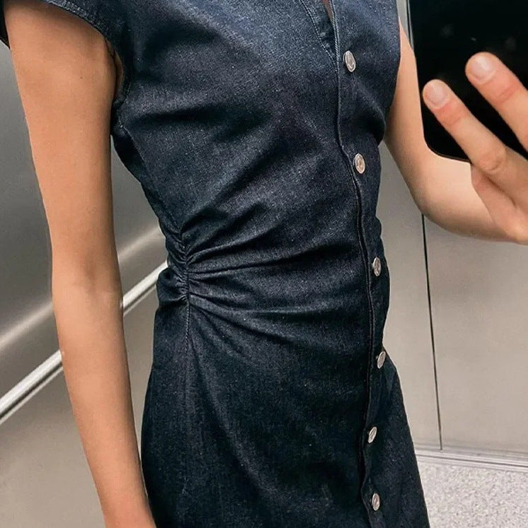 Catherine – Robe Longue en Denim