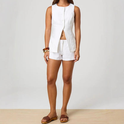 Tracy – Shorts larges en lin et coton