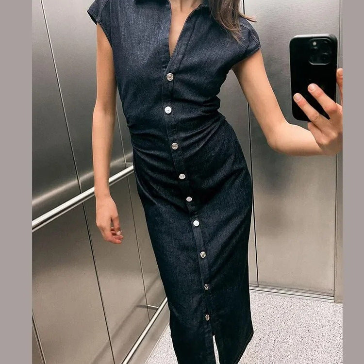 Catherine – Robe Longue en Denim