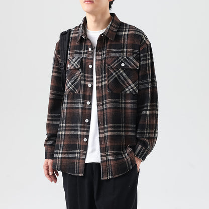 Frank – Chemise à Carreaux Brossée à Manches Longues