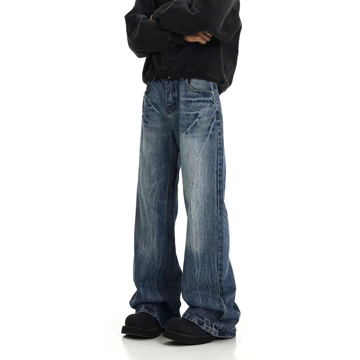 Jake – Jeans Droits Bleus Éclair Rétro Américain