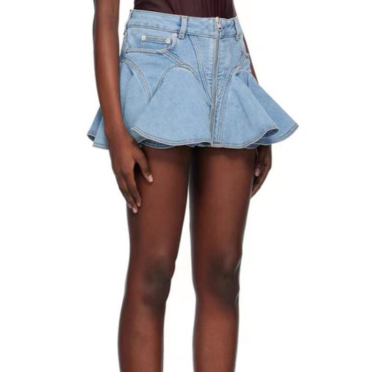 Anne – Jupe en Denim avec Volants en Relief