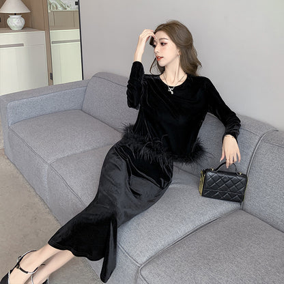 Melissa – Costume Velours Doré Féminin