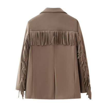 Hannah – Veste en Laine à Franges d'Automne