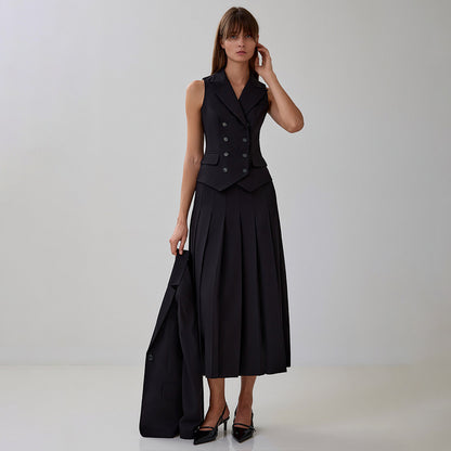 Laura – Ensemble Deux Pièces Robe Plissée Sans Manches