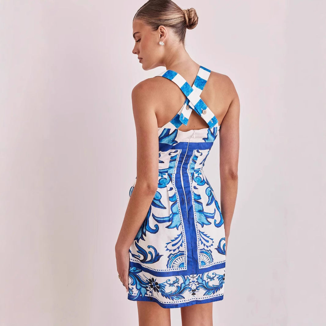 Sophie – Robe à Bretelles Imprimée pour Femmes