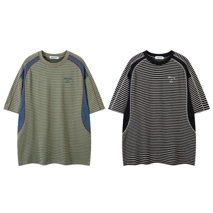 Alex – T-shirt Rayé Simple et Ample à Manches Courtes