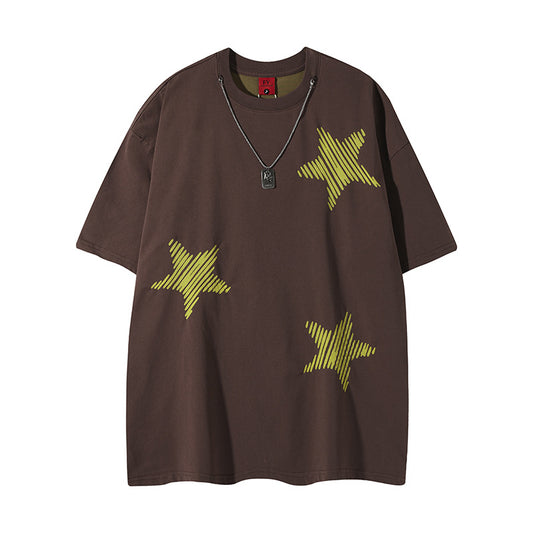 Joy – Pull Étoile à Cinq Branches Contrasté et Décontracté