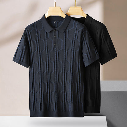 Fred – Pull à Manches Courtes Jacquard Grande Taille