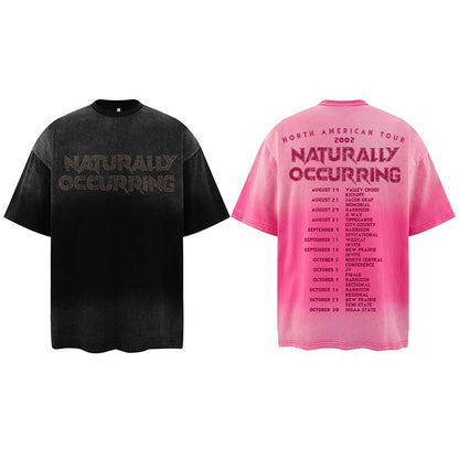 Ian – T-shirt à Manches Courtes Dégradé Imprimé Lettre Usé Rétro Américain pour Hommes