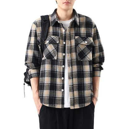 Frank – Chemise à Carreaux Brossée à Manches Longues