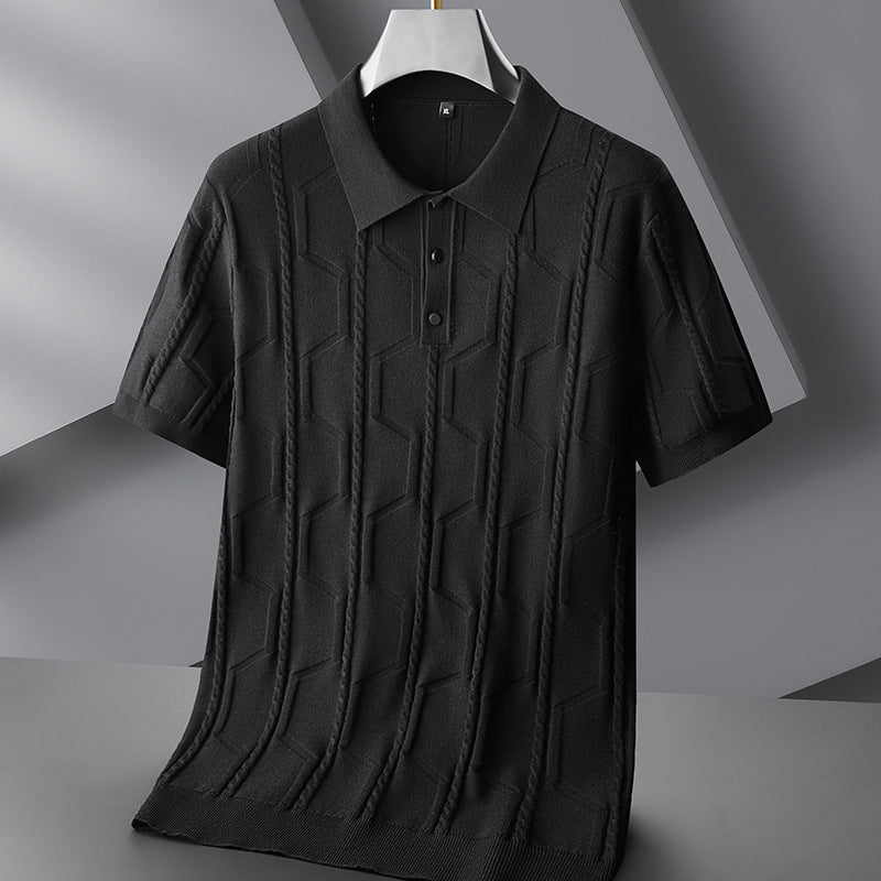 Fred – Pull à Manches Courtes Jacquard Grande Taille