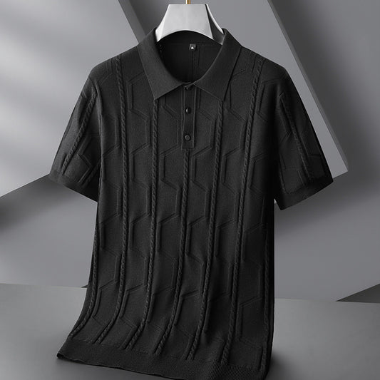 Fred – Pull à Manches Courtes Jacquard Grande Taille