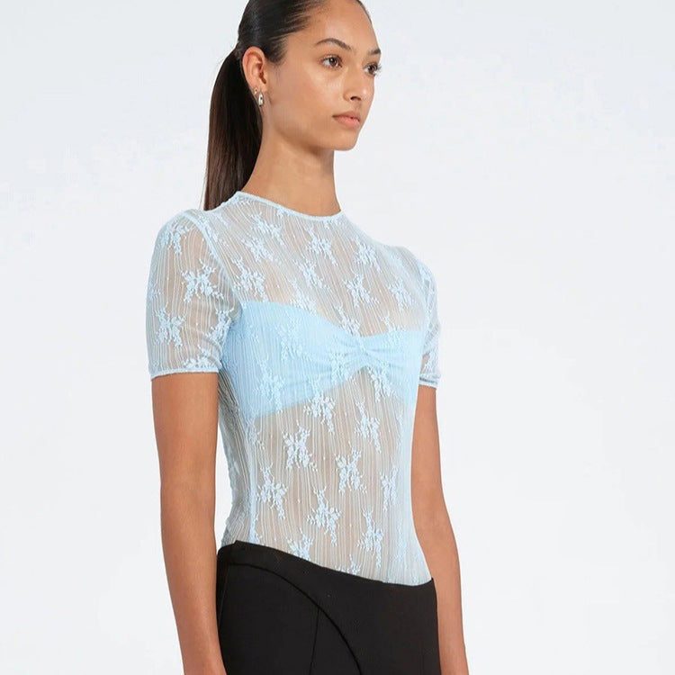 Deborah – Combinaison en Dentelle Transparente Plissée
