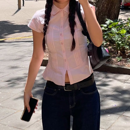 Megan – Blouse À Fente Plissée Pour Femme