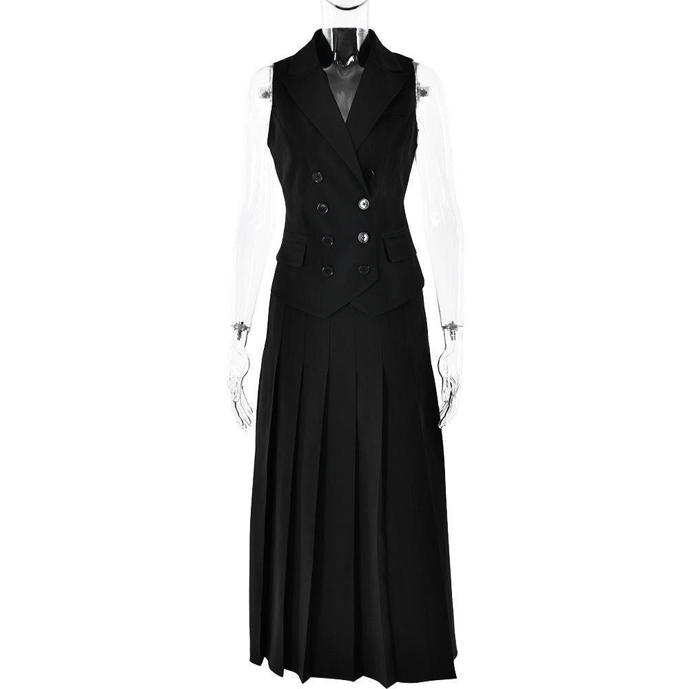 Laura – Ensemble Deux Pièces Robe Plissée Sans Manches