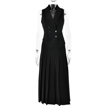 Laura – Ensemble Deux Pièces Robe Plissée Sans Manches