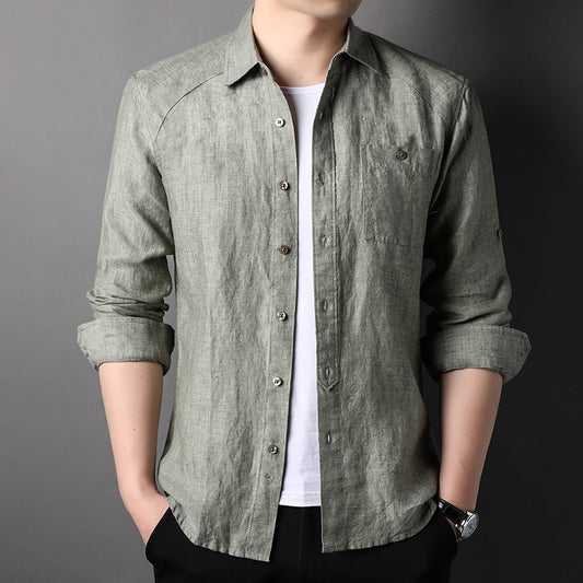 Kris – Manteau Cardigan en Lin Pur Printemps et Été pour Hommes
