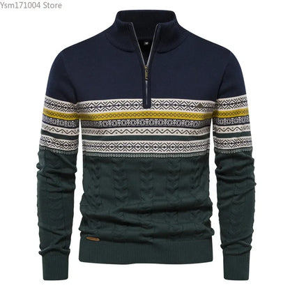 Terrence – Pull à Col Haut Rayé pour Homme