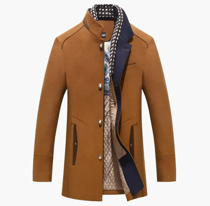Tristan – Manteau Élégant en Laine Mélangée avec Col Contrasté