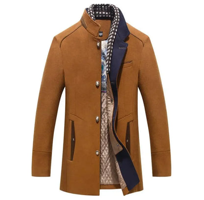 Tristan – Manteau Élégant en Laine Mélangée avec Col Contrasté