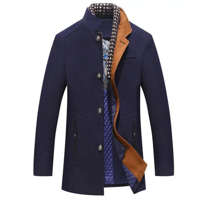 Tristan – Manteau Élégant en Laine Mélangée avec Col Contrasté